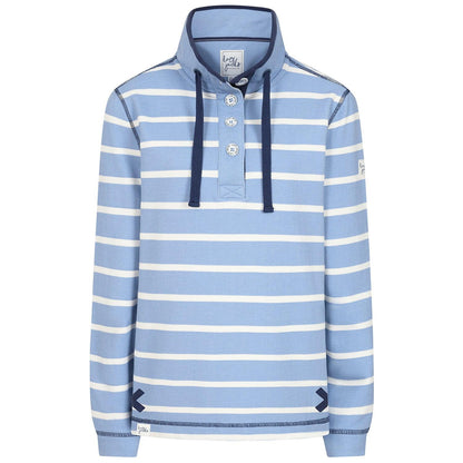 Sky - Front - Lazy Jacks Womens-Ladies Pique Button Neck Sweatshirt