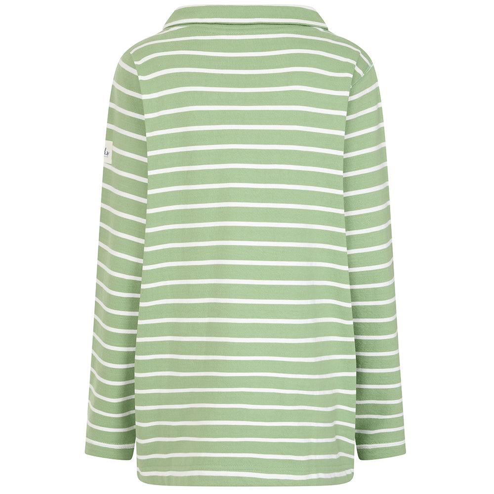 Grass Green - Back - Lazy Jacks Womens-Ladies Striped Roll Neck Sweatshirt