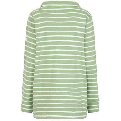 Grass Green - Back - Lazy Jacks Womens-Ladies Striped Roll Neck Sweatshirt