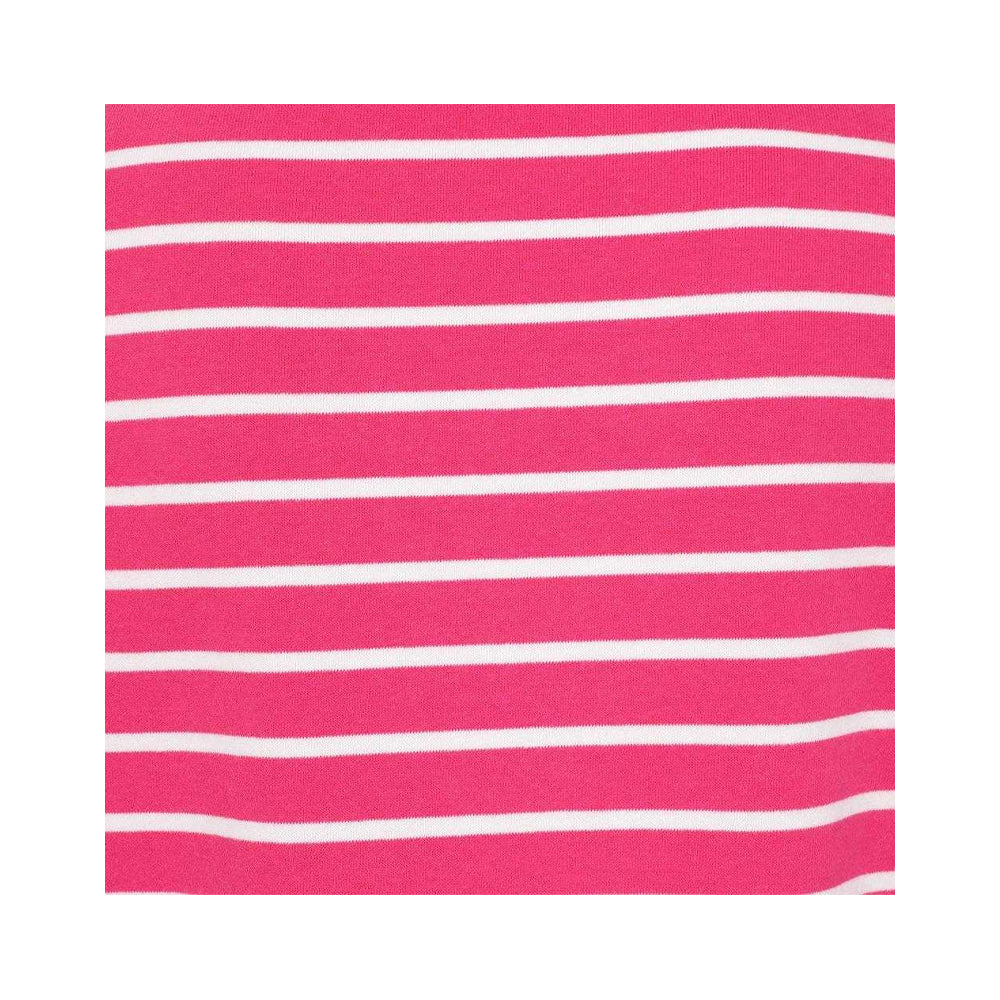 Lipstick Pink - Side - Lazy Jacks Womens-Ladies Striped Roll Neck Sweatshirt