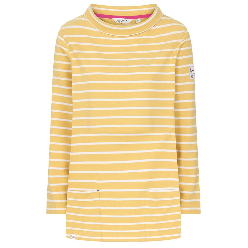 Lemon - Front - Lazy Jacks Womens-Ladies Striped Roll Neck Sweatshirt