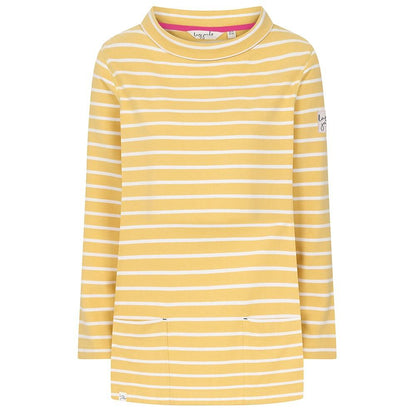 Lemon - Front - Lazy Jacks Womens-Ladies Striped Roll Neck Sweatshirt