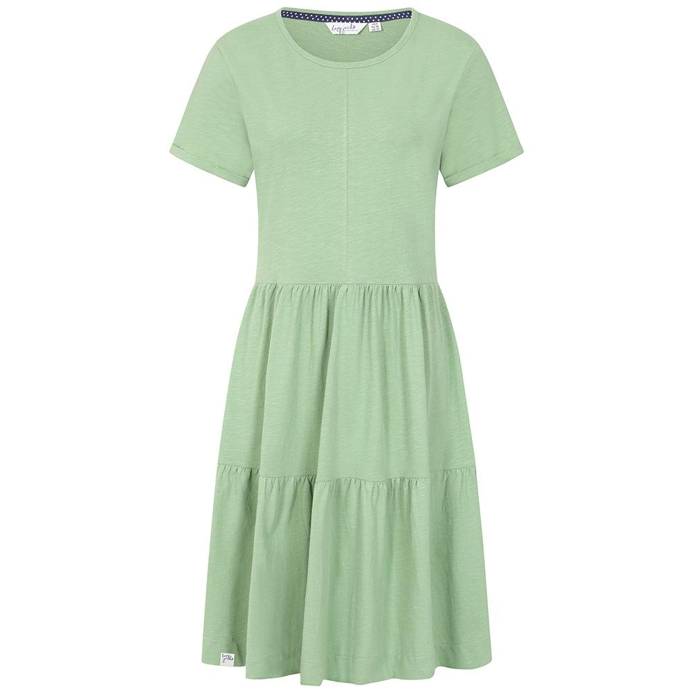 Grass Green - Front - Lazy Jacks Womens-Ladies Tiered Dress