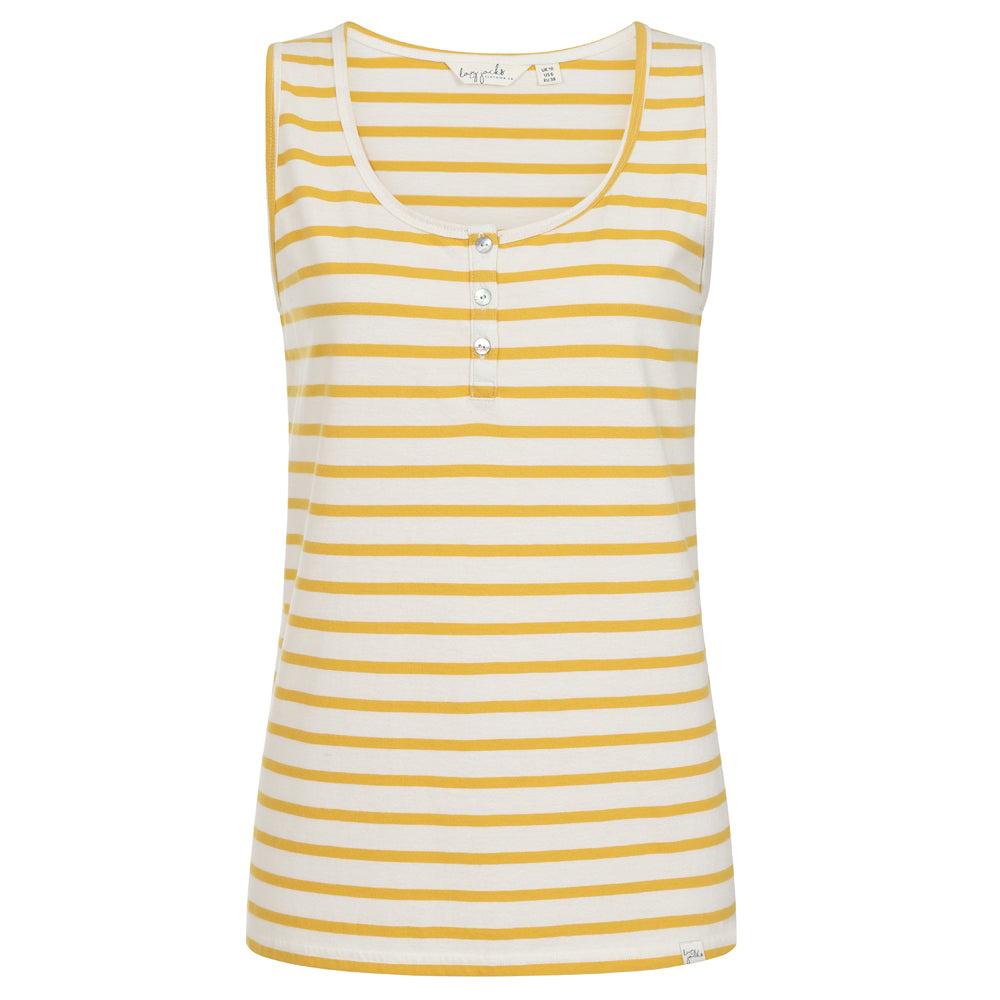 Maize - Front - Lazy Jacks Womens-Ladies Stripe Cotton Camisole