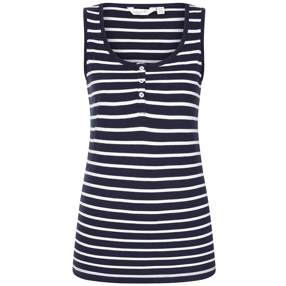 Marine - Front - Lazy Jacks Womens-Ladies Stripe Cotton Camisole