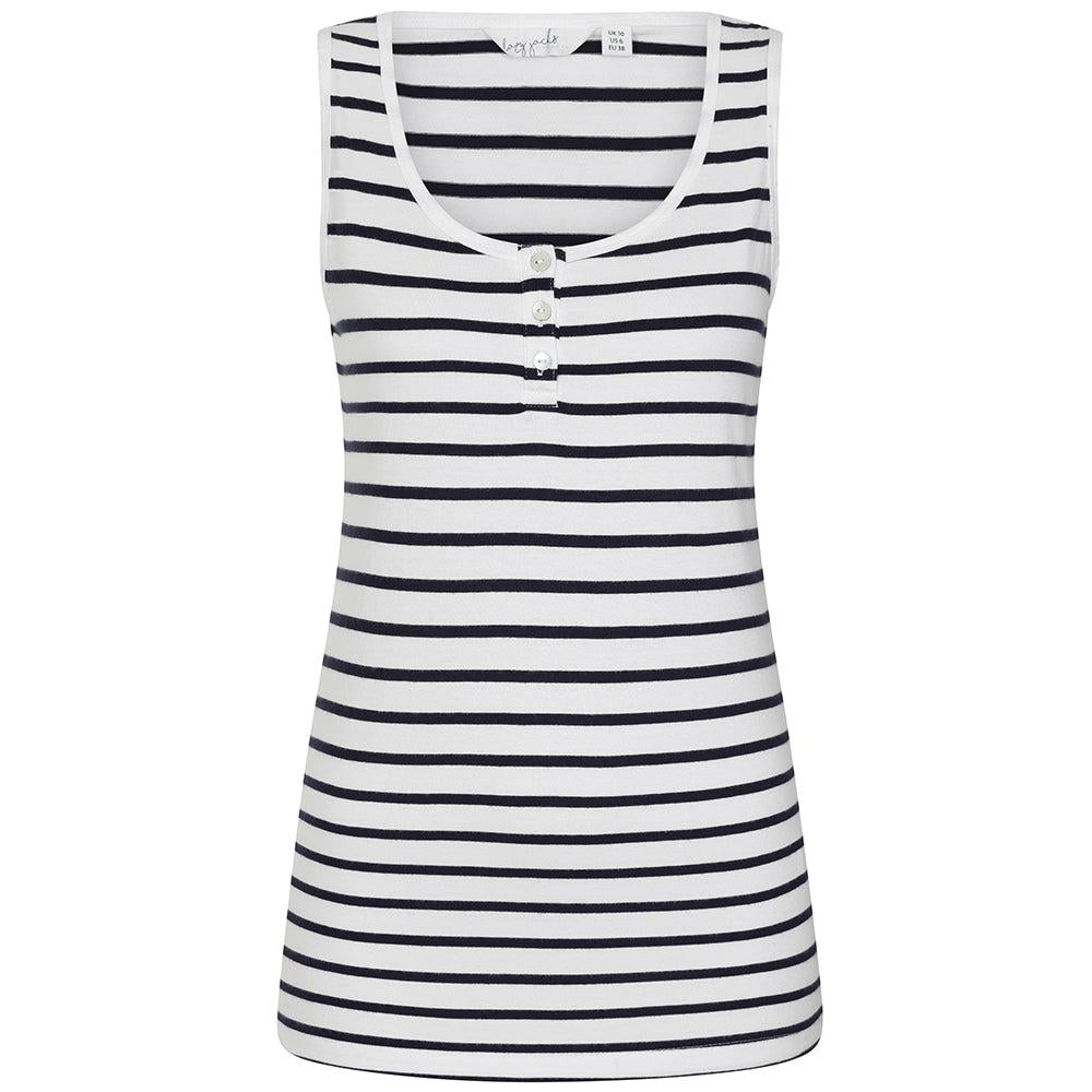 White - Front - Lazy Jacks Womens-Ladies Stripe Cotton Camisole