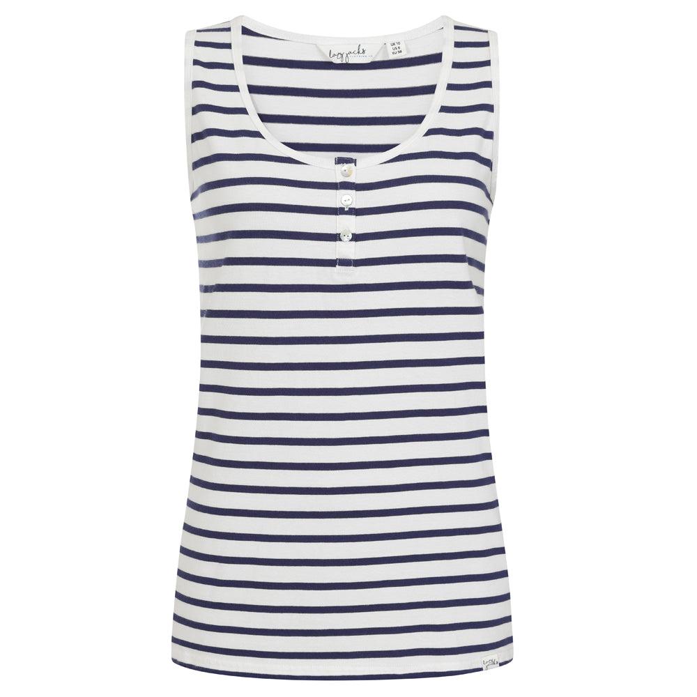 White Marine - Front - Lazy Jacks Womens-Ladies Stripe Cotton Camisole