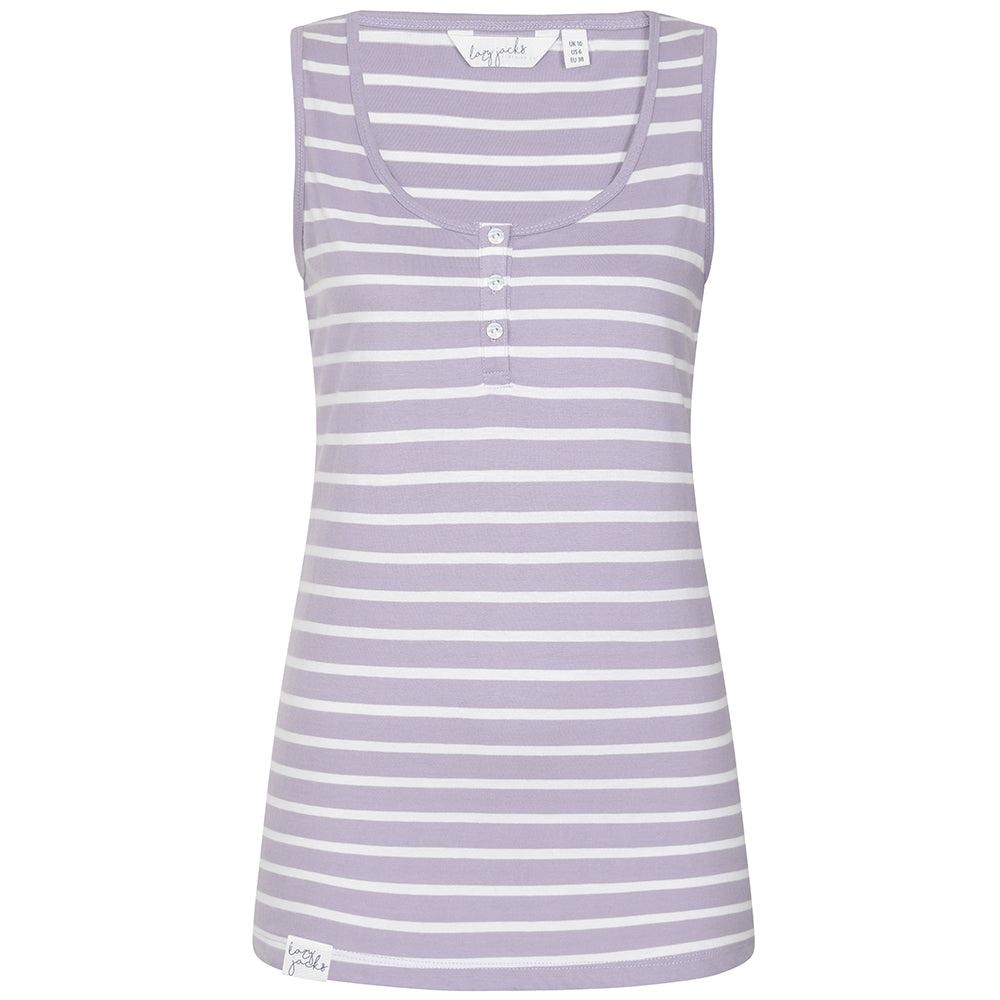 Lilac - Front - Lazy Jacks Womens-Ladies Stripe Cotton Camisole