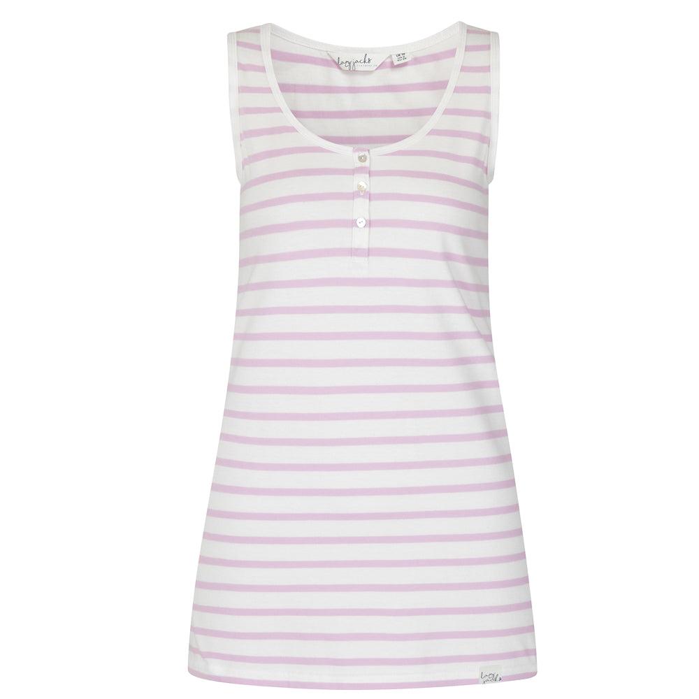 Chalk Pink - Front - Lazy Jacks Womens-Ladies Stripe Cotton Camisole