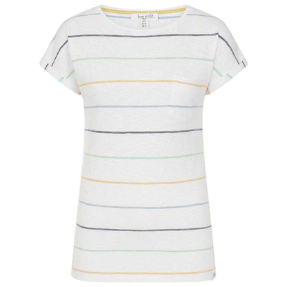 White-Green - Front - Lazy Jacks Womens-Ladies Striped Textured T-Shirt