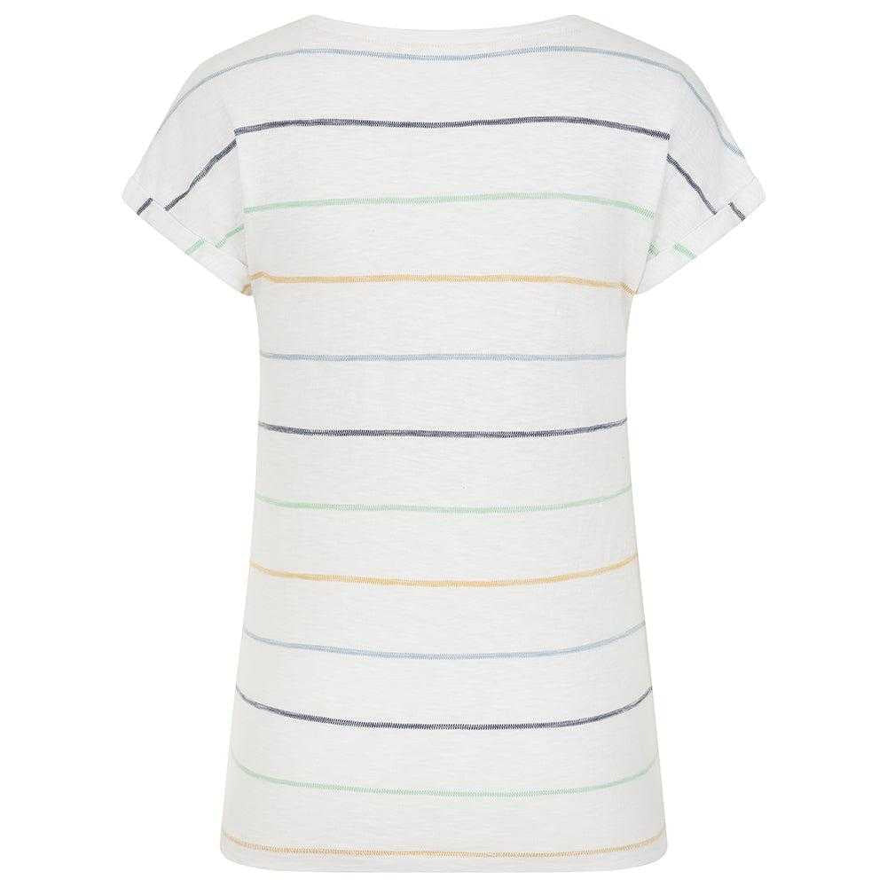 White-Green - Back - Lazy Jacks Womens-Ladies Striped Textured T-Shirt