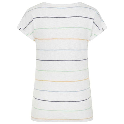 White-Green - Back - Lazy Jacks Womens-Ladies Striped Textured T-Shirt