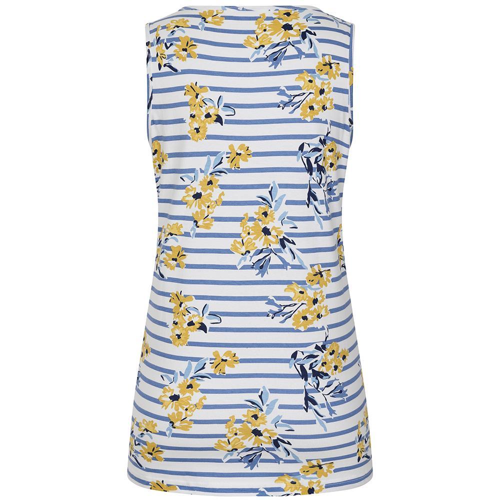 White-Blue-Yellow - Back - Lazy Jacks Womens-Ladies Meadow Floral Stripes Vest Top