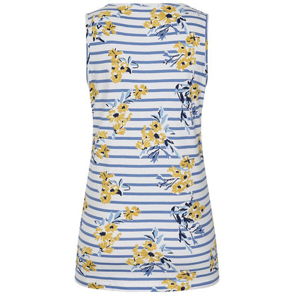 Blue-White - Back - Lazy Jacks Womens-Ladies Meadow Floral Stripes Vest Top