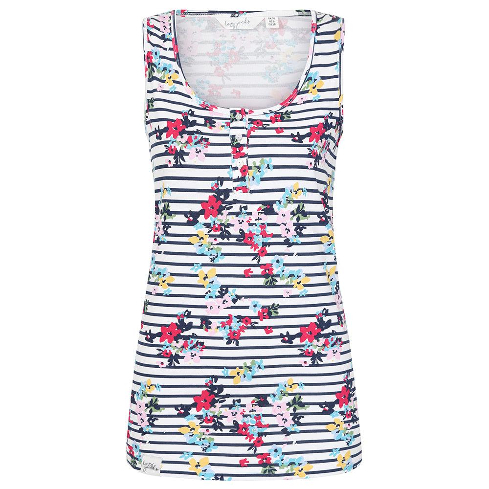 Sweet Pea - Front - Lazy Jacks Womens-Ladies Floral Stripes Vest Top
