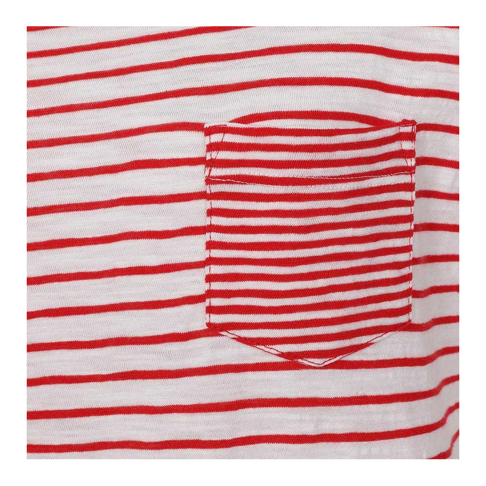 Red - Side - Lazy Jacks Womens-Ladies Striped Roll Sleeve T-Shirt