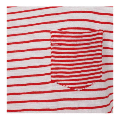 Red - Side - Lazy Jacks Womens-Ladies Striped Roll Sleeve T-Shirt