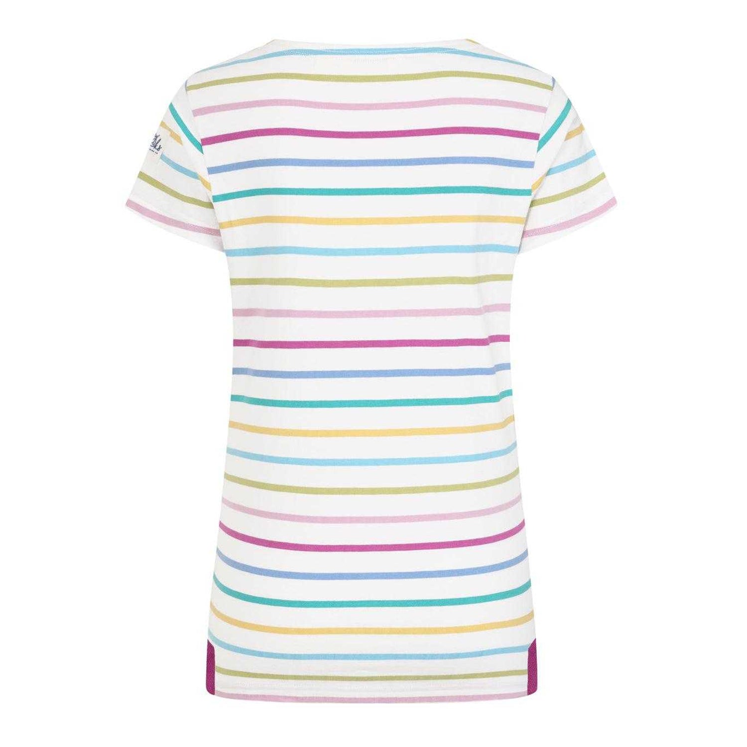 Multicoloured - Back - Lazy Jacks Womens-Ladies Breton Colour Block Stripe Short-Sleeved T-Shirt