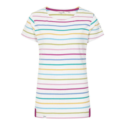Multicoloured - Front - Lazy Jacks Womens-Ladies Breton Colour Block Stripe Short-Sleeved T-Shirt