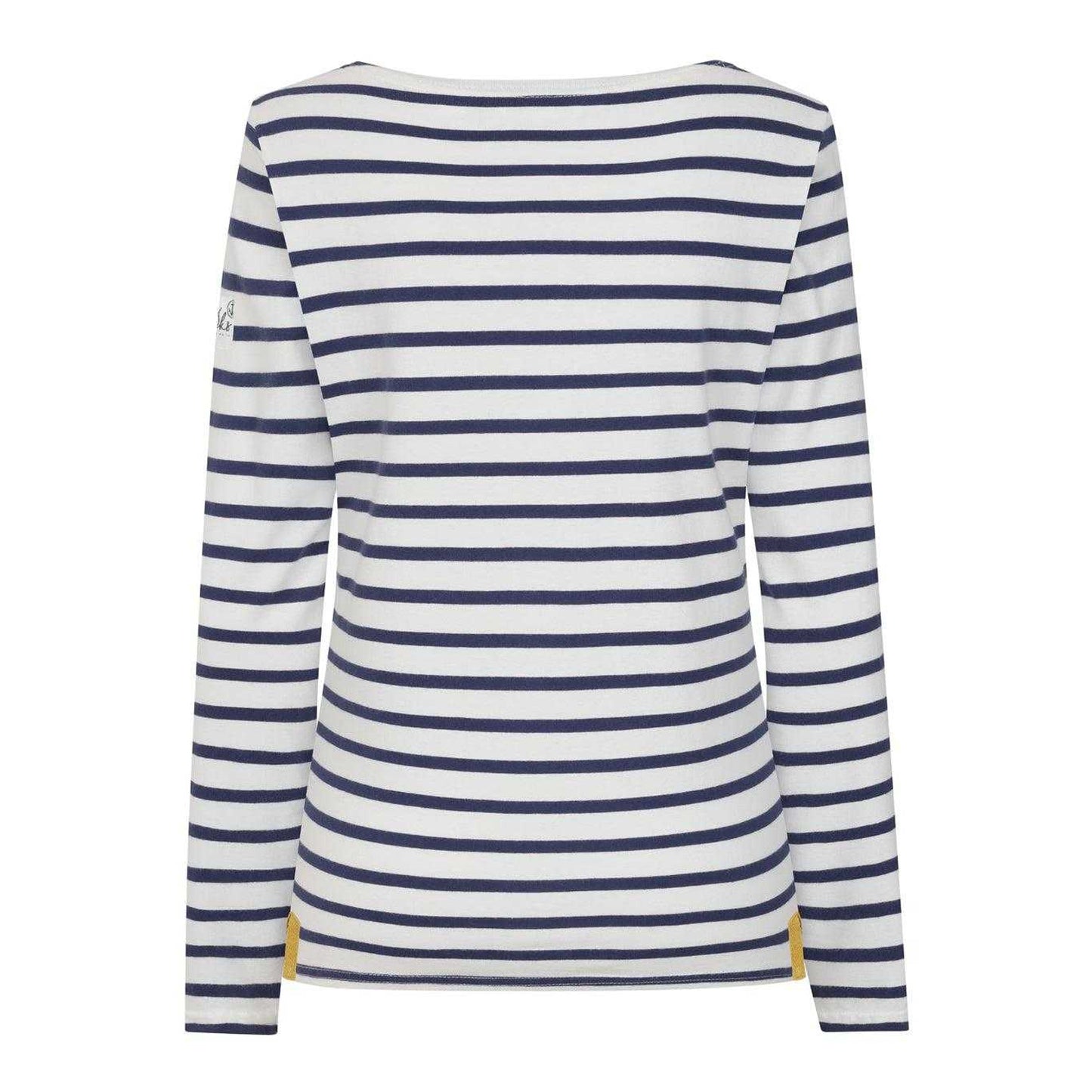 Chalk - Back - Lazy Jacks Womens-Ladies Breton Contrast Striped Long-Sleeved T-Shirt