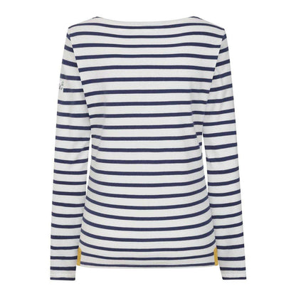 Chalk - Back - Lazy Jacks Womens-Ladies Breton Contrast Striped Long-Sleeved T-Shirt
