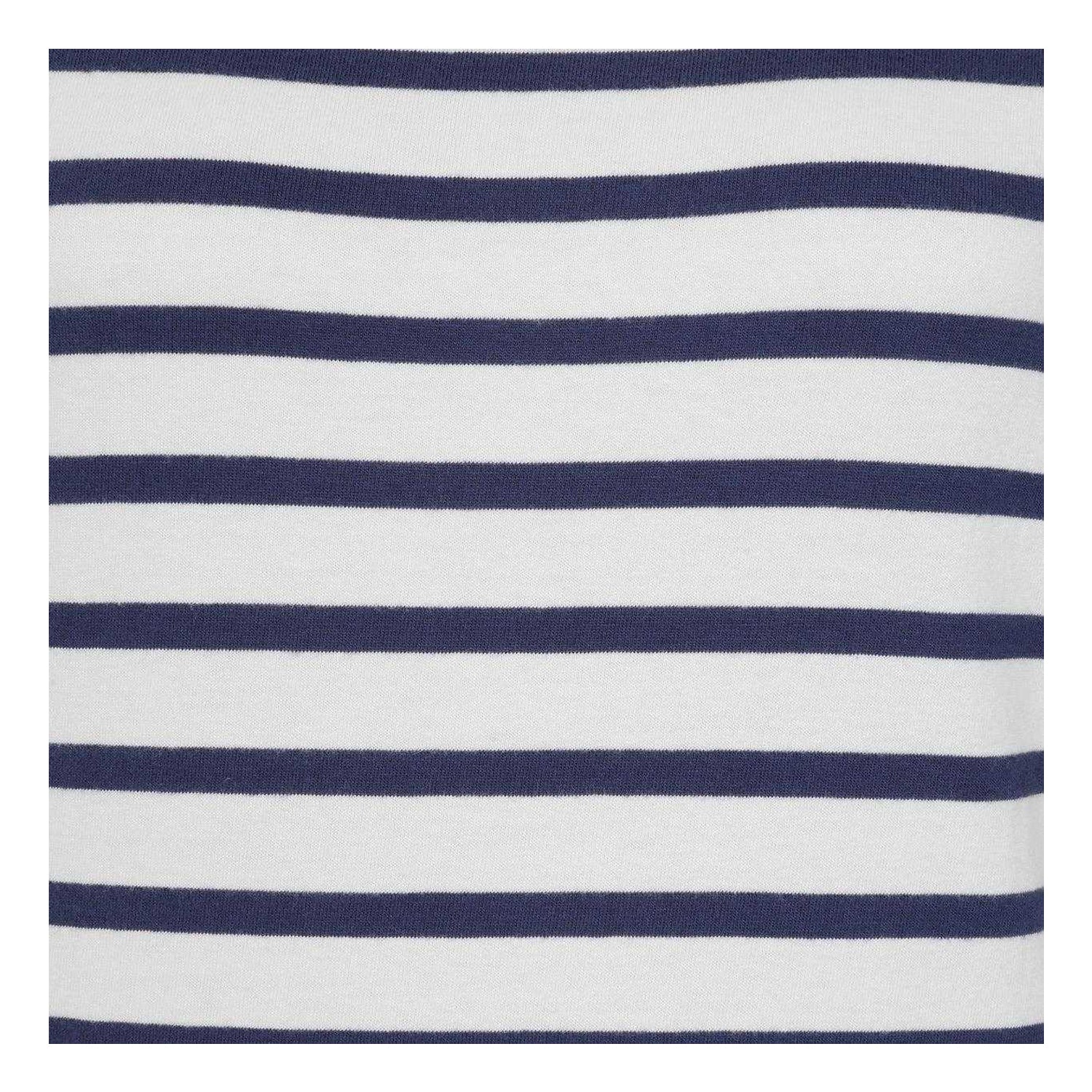 Chalk - Side - Lazy Jacks Womens-Ladies Breton Contrast Striped Long-Sleeved T-Shirt