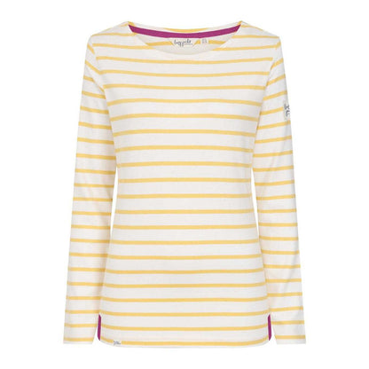 Lemon - Front - Lazy Jacks Womens-Ladies Breton Contrast Striped Long-Sleeved T-Shirt