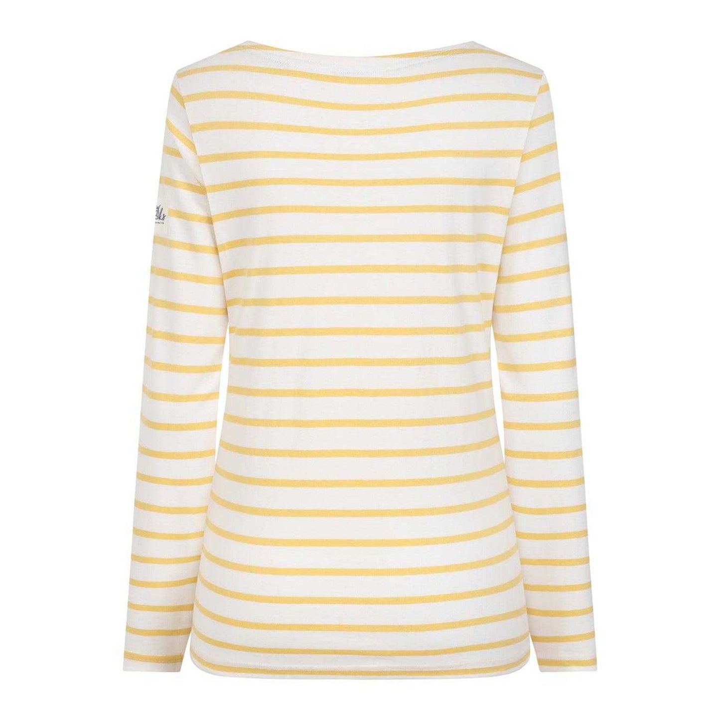 Lemon - Back - Lazy Jacks Womens-Ladies Breton Contrast Striped Long-Sleeved T-Shirt