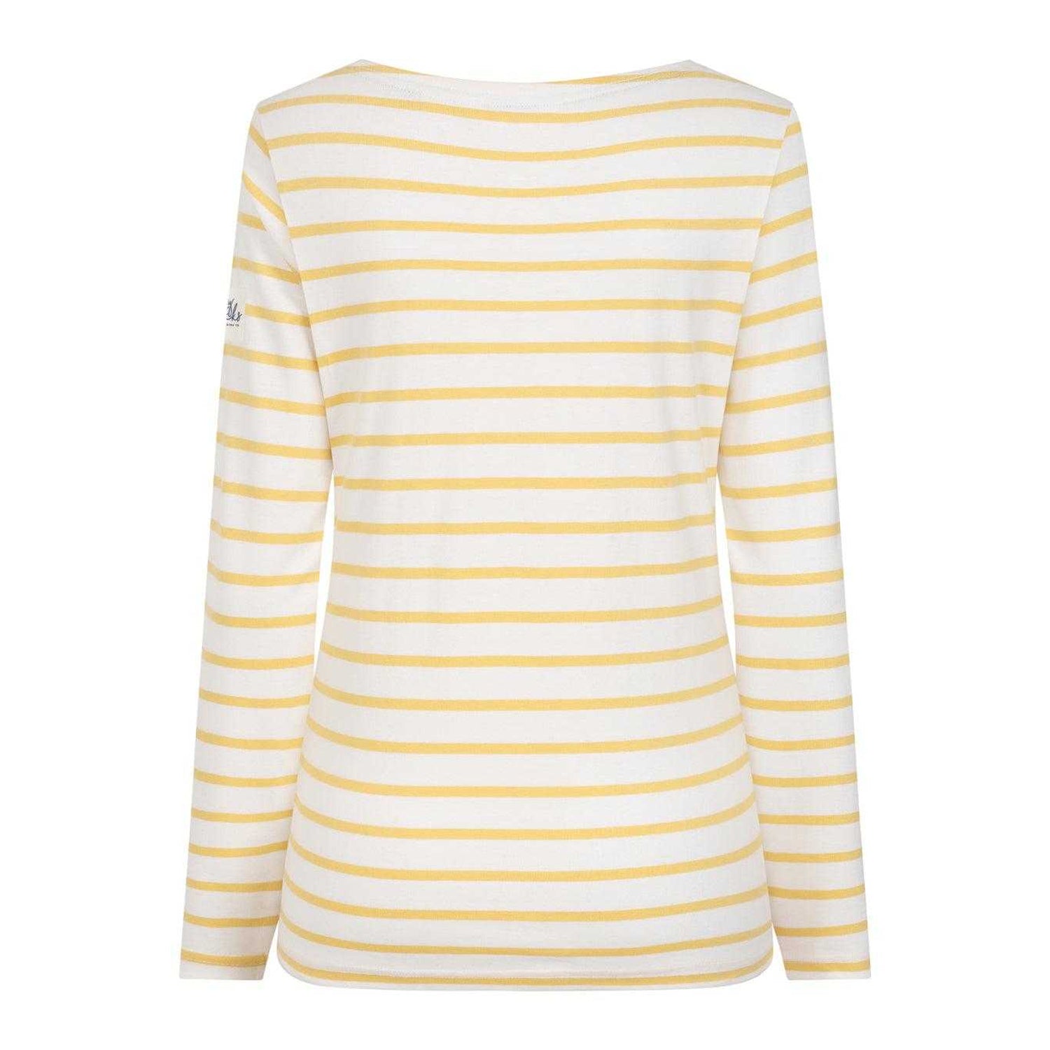Lemon - Back - Lazy Jacks Womens-Ladies Breton Contrast Striped Long-Sleeved T-Shirt
