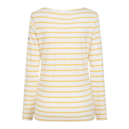 Lemon - Back - Lazy Jacks Womens-Ladies Breton Contrast Striped Long-Sleeved T-Shirt