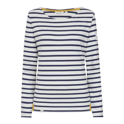 Chalk - Front - Lazy Jacks Womens-Ladies Breton Contrast Striped Long-Sleeved T-Shirt