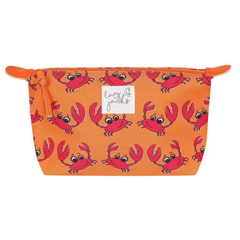 Orange - Side - Lazy Jacks Crab Toiletry Bag (Pack of 2)