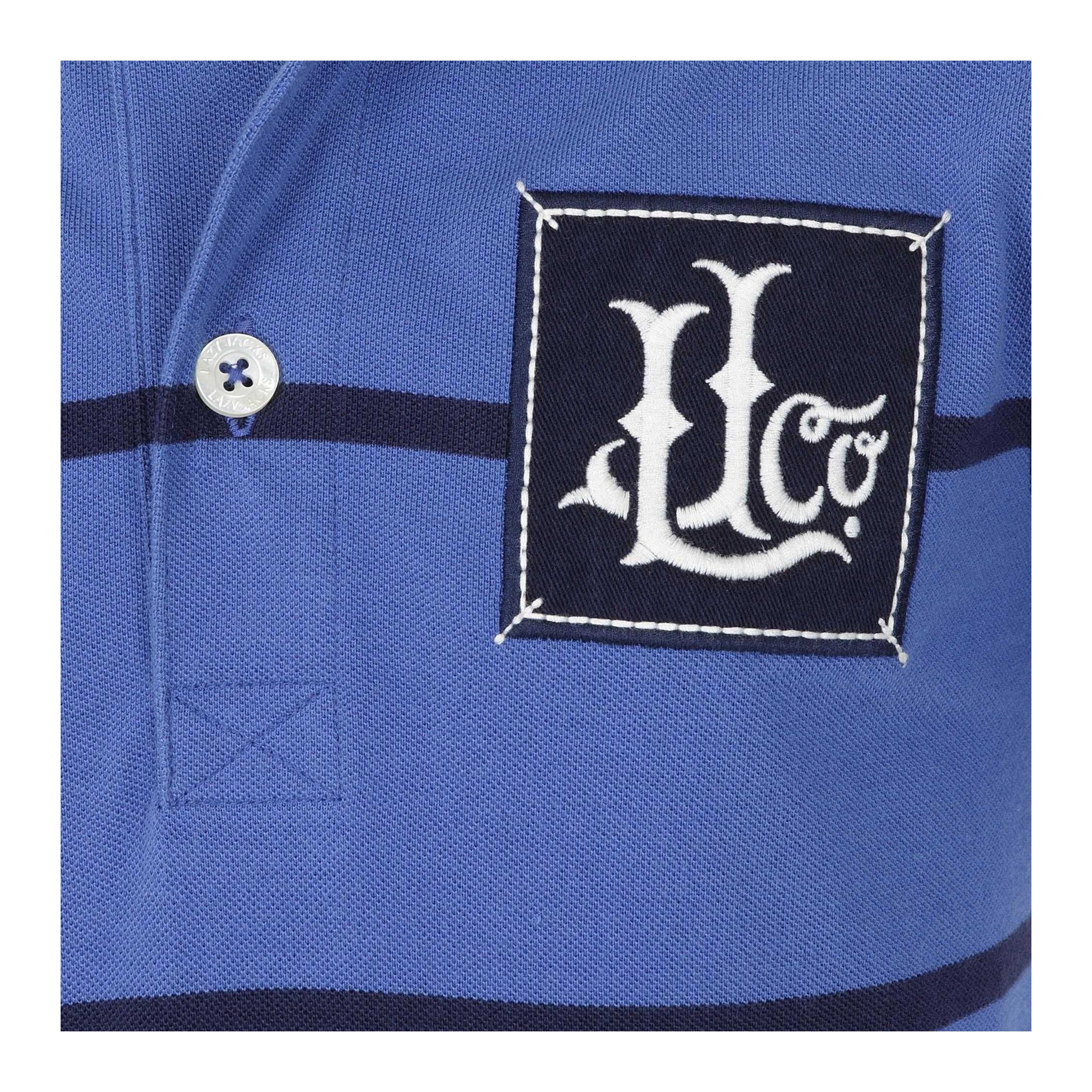 Bright Blue - Side - Lazy Jacks Boys Broad Stripe Polo Shirt