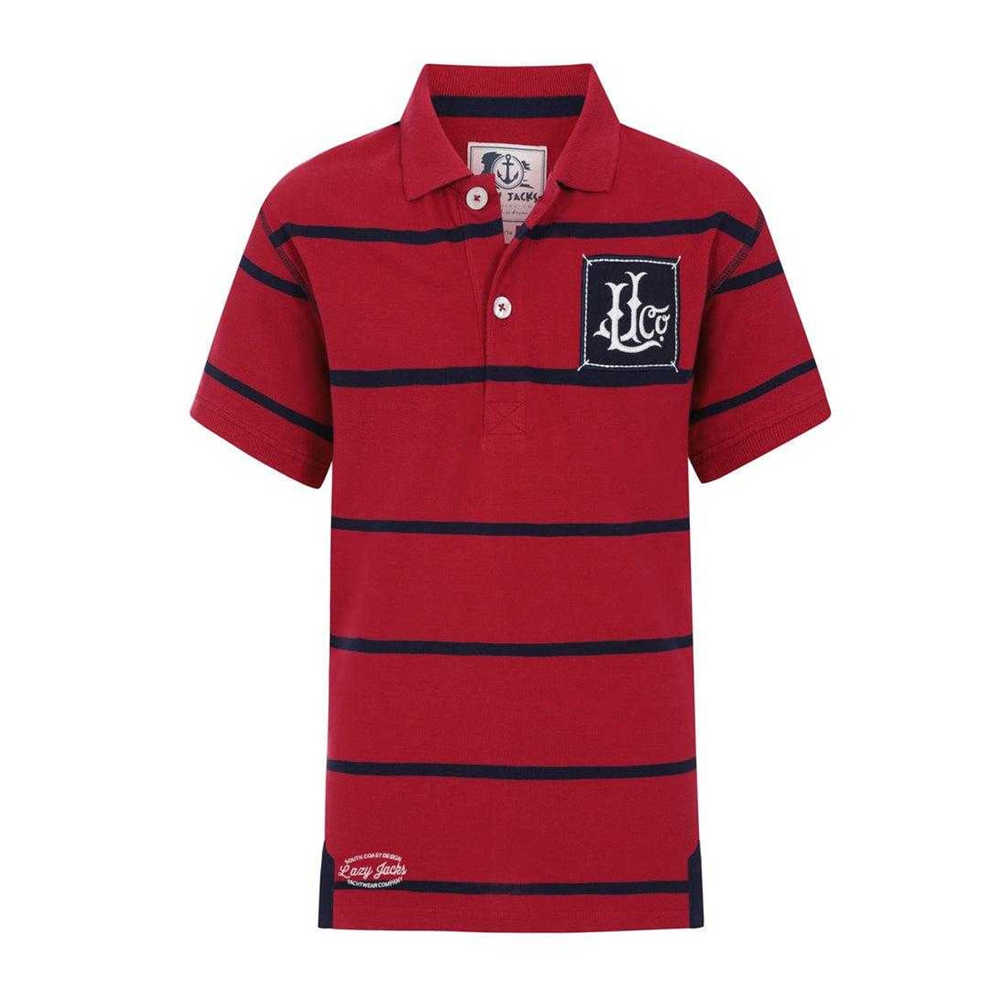 Crimson - Front - Lazy Jacks Boys Broad Stripe Polo Shirt