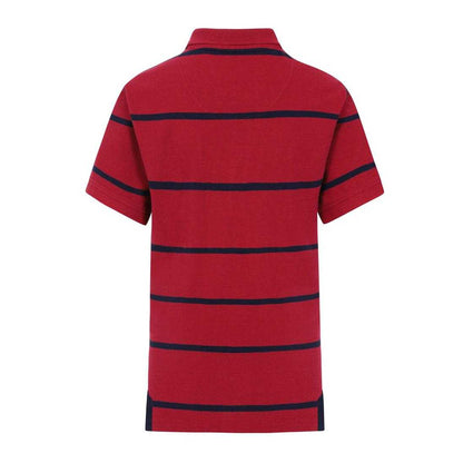 Crimson - Back - Lazy Jacks Boys Broad Stripe Polo Shirt