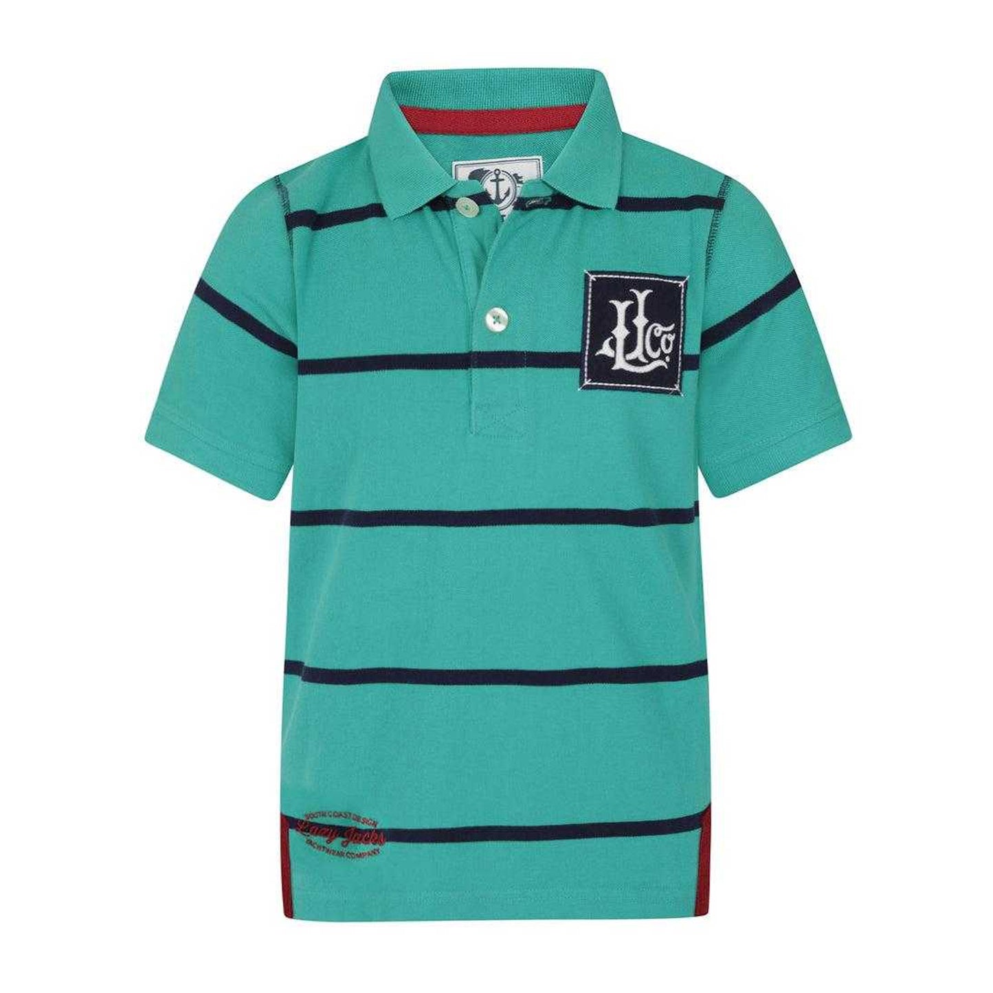 Mineral Green - Front - Lazy Jacks Boys Broad Stripe Polo Shirt
