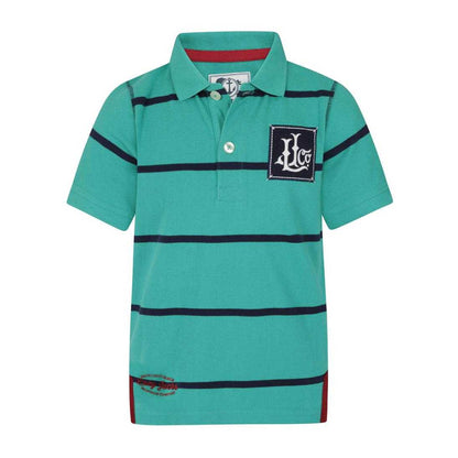 Mineral Green - Front - Lazy Jacks Boys Broad Stripe Polo Shirt