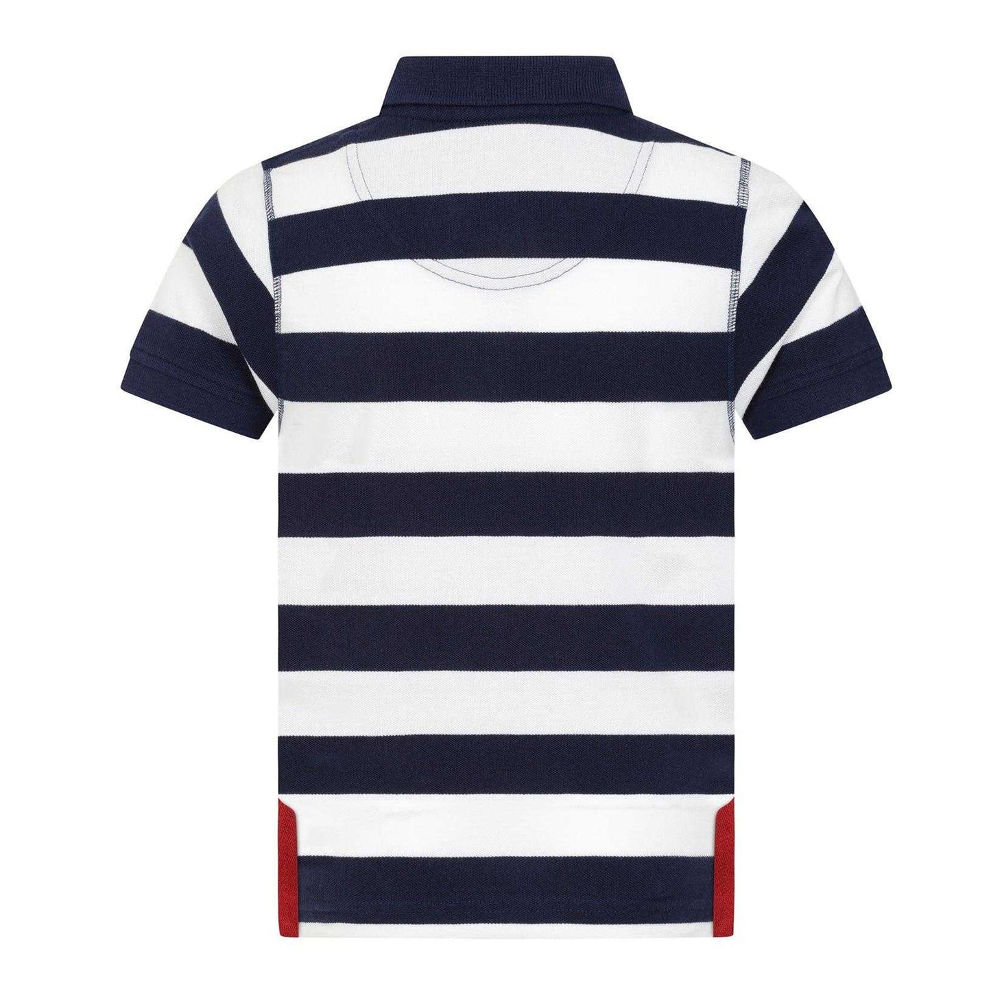 Marine - Back - Lazy Jacks Boys Wide Stripe Polo Shirt