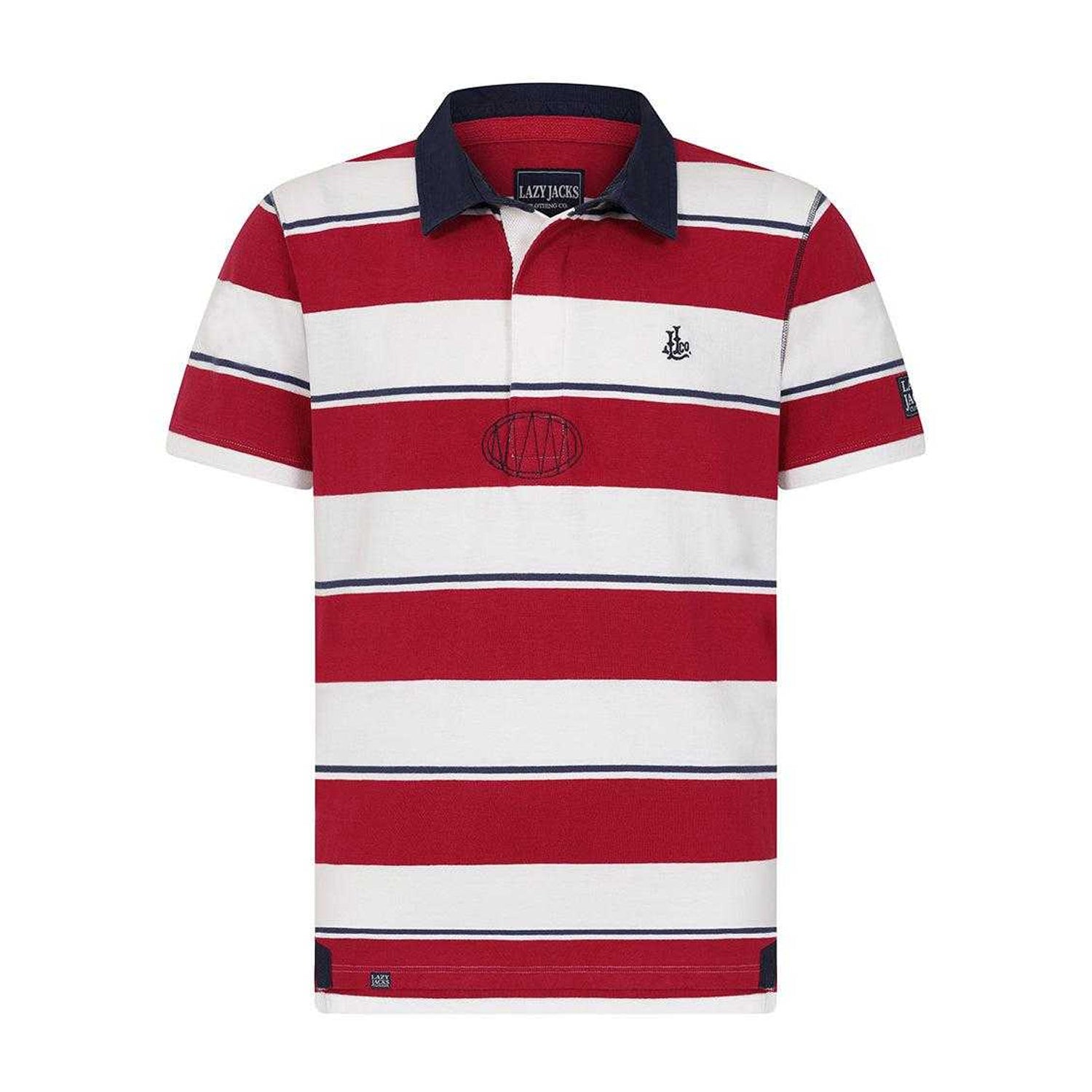 Rouge - Front - Lazy Jacks Mens Striped Short-Sleeved Rugby Polo Shirt
