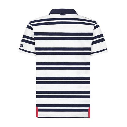 White - Back - Lazy Jacks Mens Narrow Stripe Short-Sleeved Rugby Polo Shirt