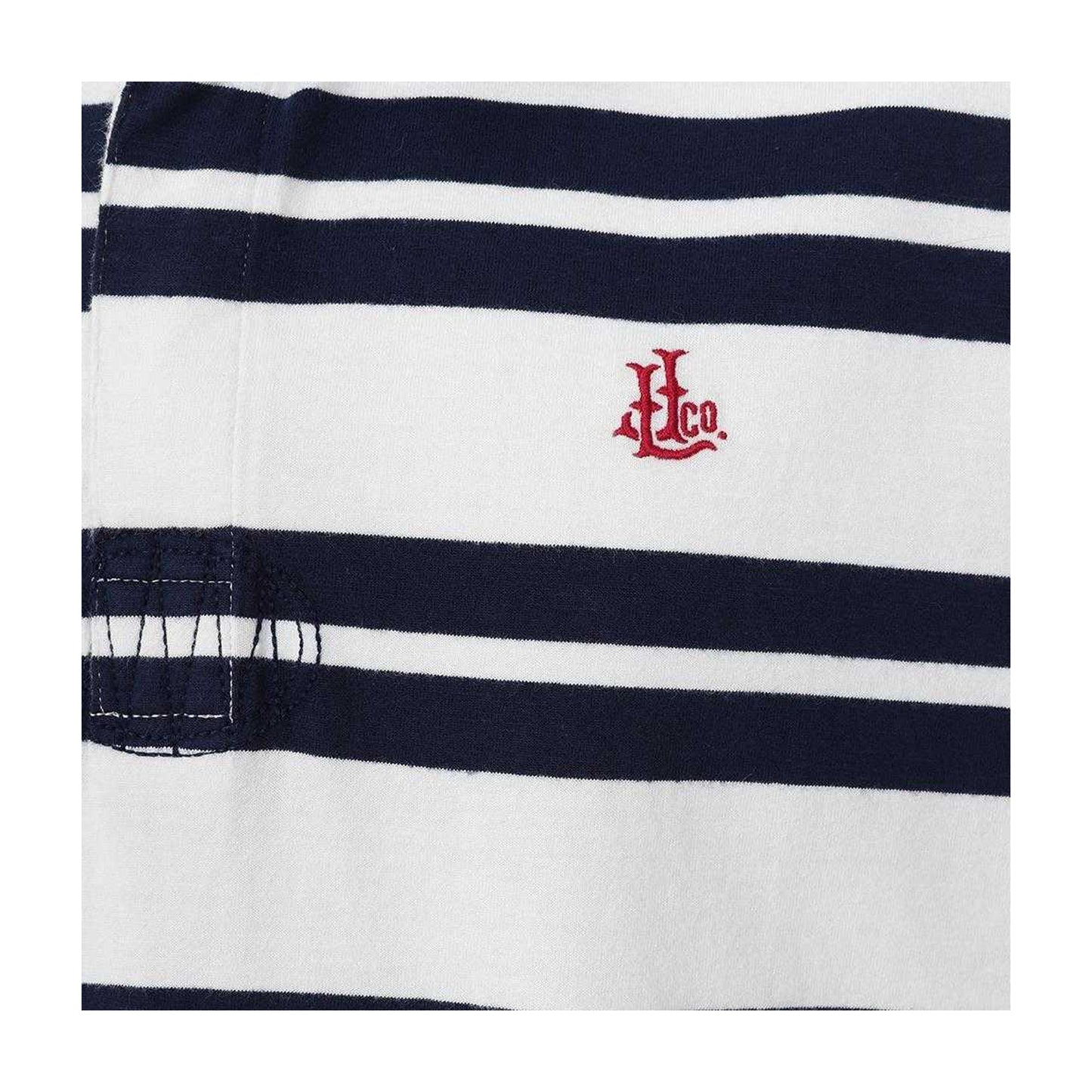 White - Side - Lazy Jacks Mens Narrow Stripe Short-Sleeved Rugby Polo Shirt