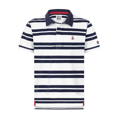 White - Front - Lazy Jacks Mens Narrow Stripe Short-Sleeved Rugby Polo Shirt
