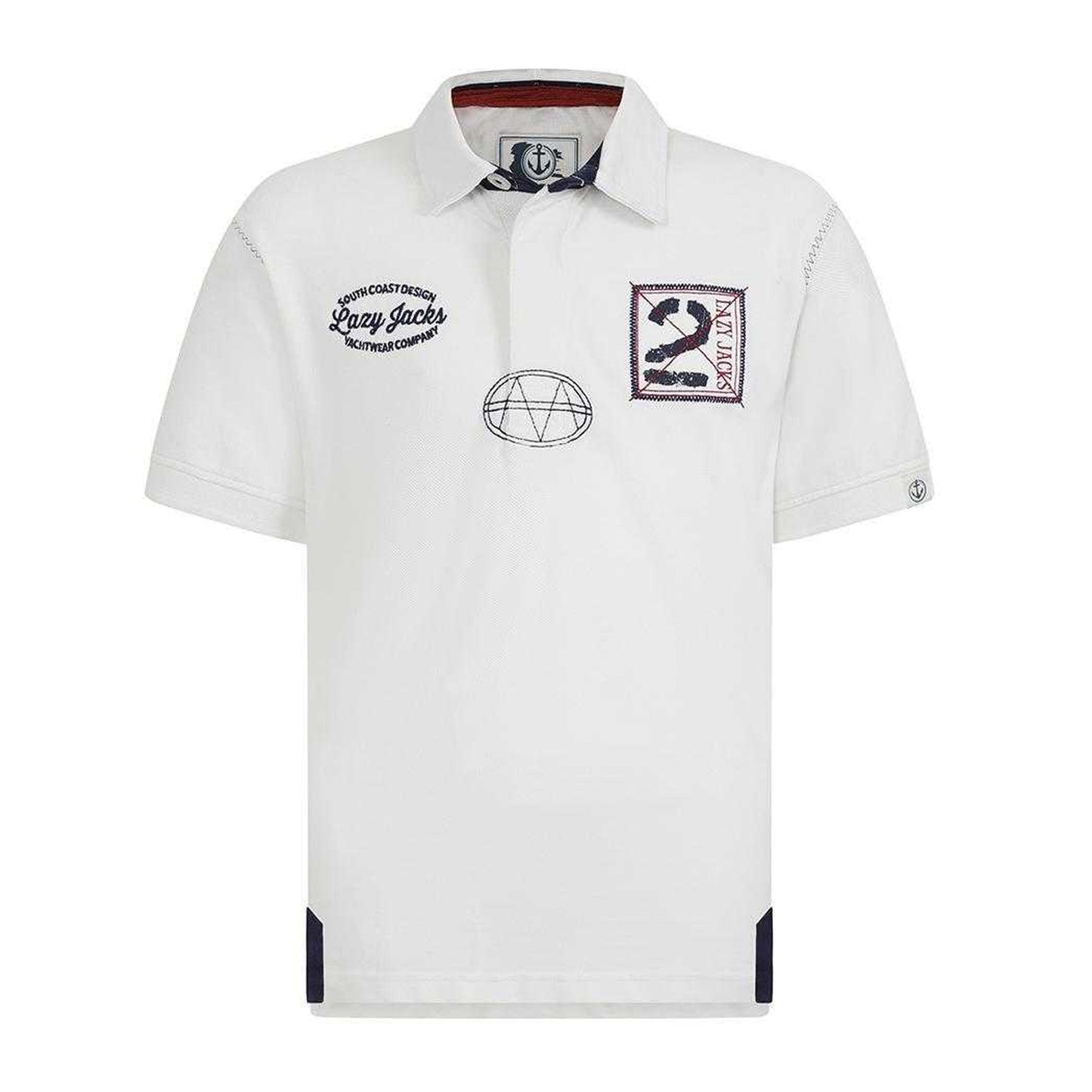 White - Front - Lazy Jacks Boys Back Print Short-Sleeved Rugby Polo Shirt