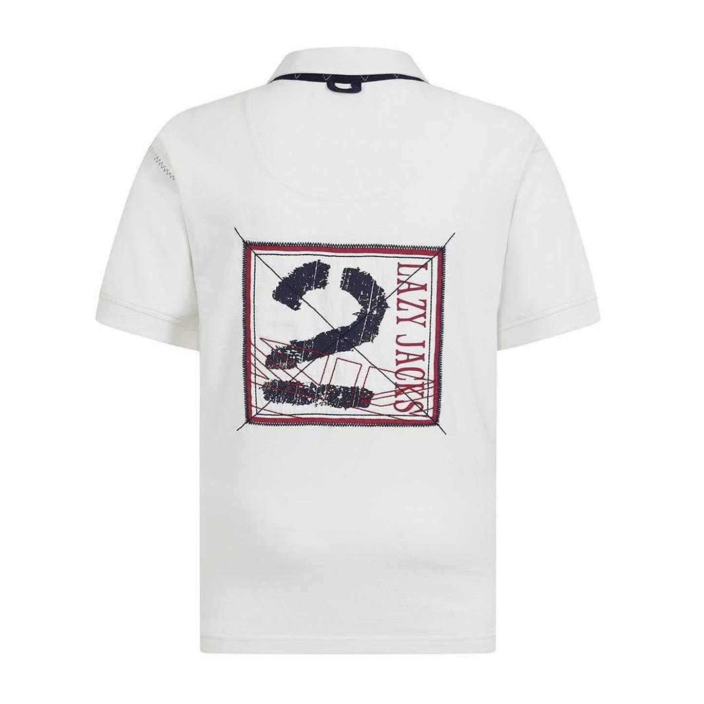 White - Back - Lazy Jacks Boys Back Print Short-Sleeved Rugby Polo Shirt