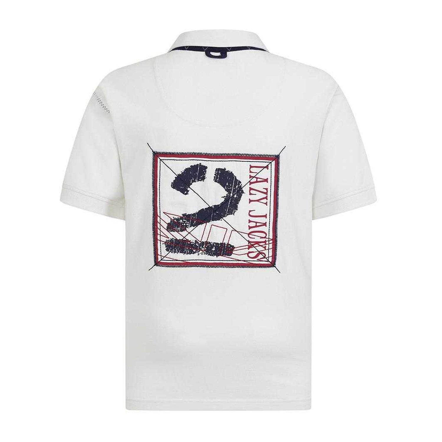 White - Back - Lazy Jacks Boys Back Print Short-Sleeved Rugby Polo Shirt