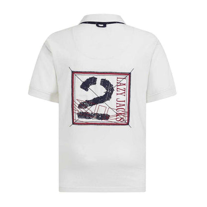 White - Back - Lazy Jacks Boys Back Print Short-Sleeved Rugby Polo Shirt