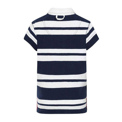 Marine - Back - Lazy Jacks Boys Double Stripe Short-Sleeved Rugby Polo Shirt