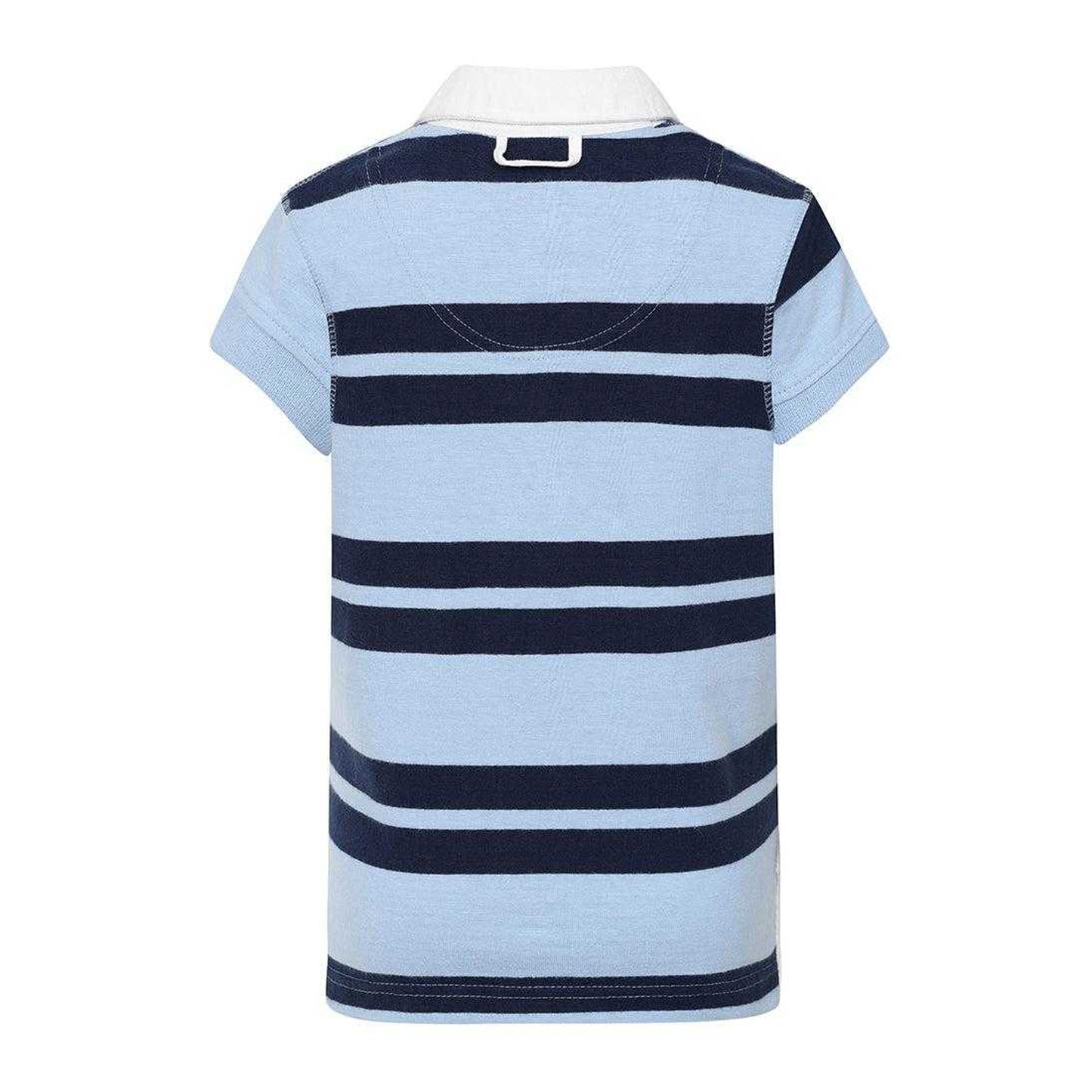 Sky - Back - Lazy Jacks Boys Double Stripe Short-Sleeved Rugby Polo Shirt