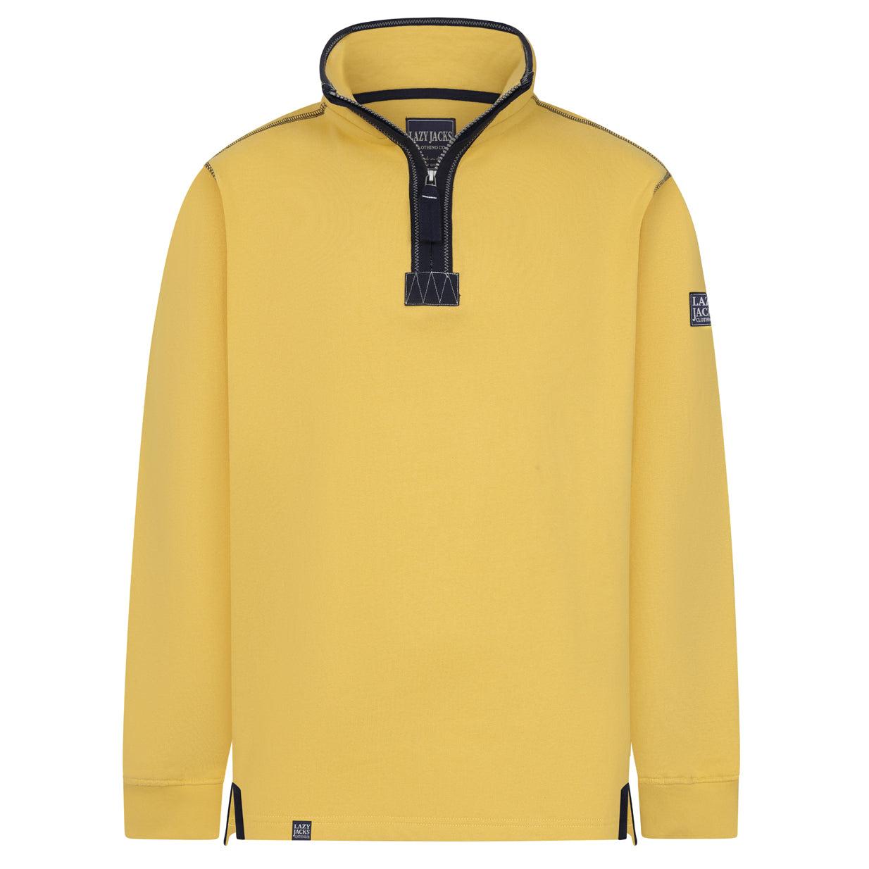 Lemon - Front - Lazy Jacks Mens Quarter Zip Sweatshirt