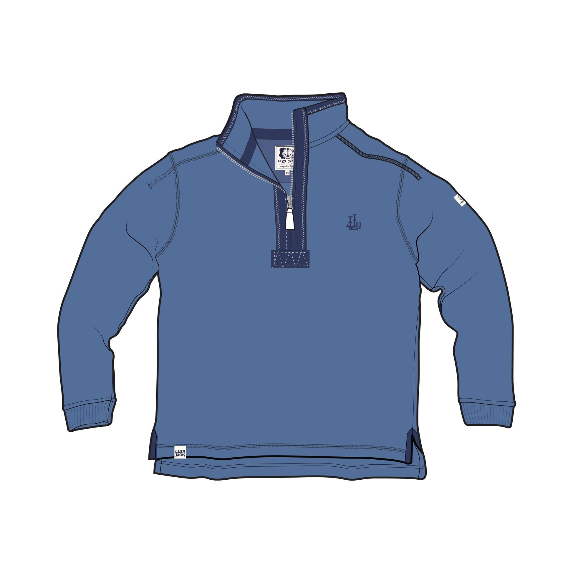 Denim - Pack Shot - Lazy Jacks Mens Quarter Zip Sweatshirt